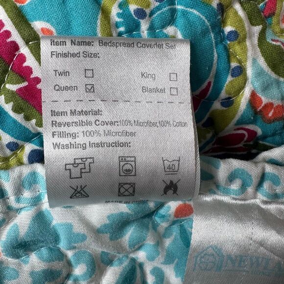 New Lake Boho Moroccan Bedspread Quilt Sham Set Reversible Coverlet Size Queen - Picture 4 of 14